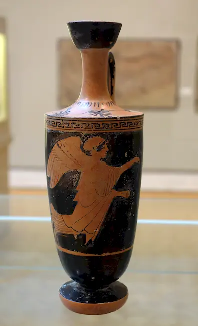 Lekythos With Nike In Flight, Aischines Painter, Greek, Attica, 460 Bc, Ceramic, Red Figure Decoration - Chazen Museum Of Art - 