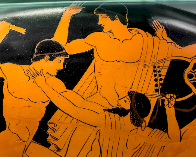 Douris - Arv 437 128 - Symposion - Herakles Killing Linos - Draped Men And Youths - München As 2646 - 