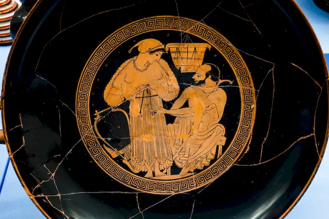 Onesimos Arv 318 2 Woman And Old Man - Herakles Bringing The Boar To Eurystheus - Chariot 