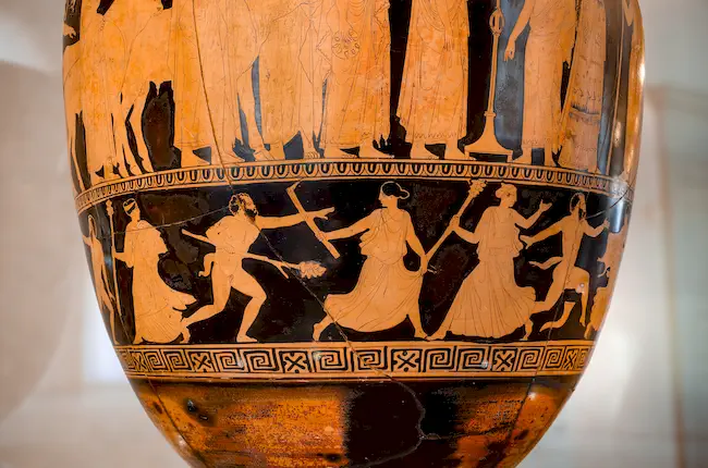 Kleophon Painter - Arv 1143 1 - Sacrifice To Apollon - Return Of Hephaistos - Thiasos Of Satyrs And Maenads - Ferrara Man 44894 - 
