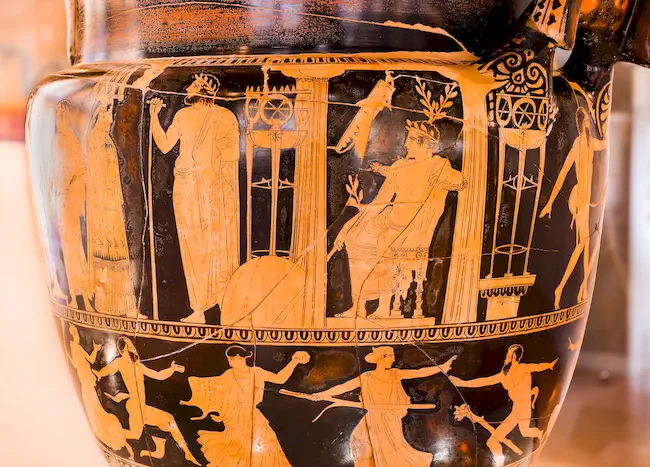 Kleophon Painter - Arv 1143 1 - Sacrifice To Apollon - Return Of Hephaistos - Thiasos Of Satyrs And Maenads - Ferrara Man 44894 - 